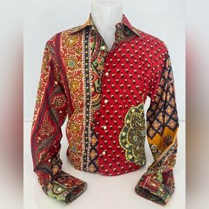 Etro Colorful Printed 100% Cotton Button-down Long Sleeve Shirt Size 41 (16US)